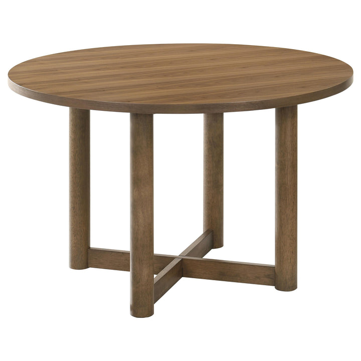 coaster-furniture-108570-s5-crestmore-5-piece-46-inch-round-wood-dining-table-set-walnut