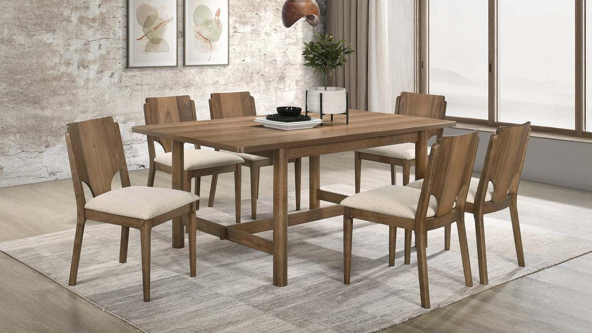 Crestmore - 7 Piece Rectangular Dining Table Set - Walnut