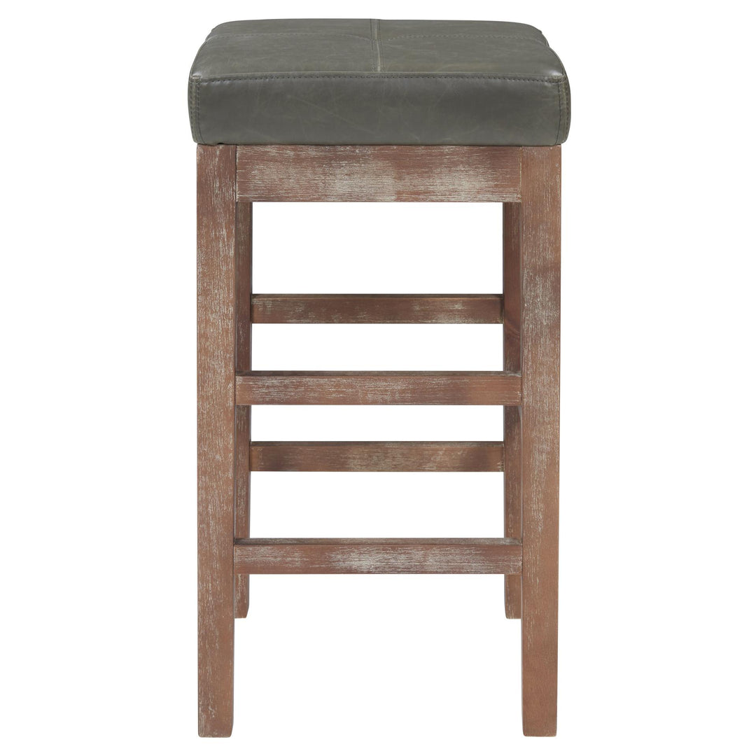 Valencia Bonded Leather Counter Stool Drift Wood Legs - Vintage Gray - view 5