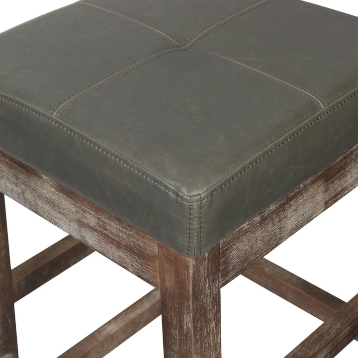 Valencia Bonded Leather Counter Stool Drift Wood Legs - Vintage Gray - view 6