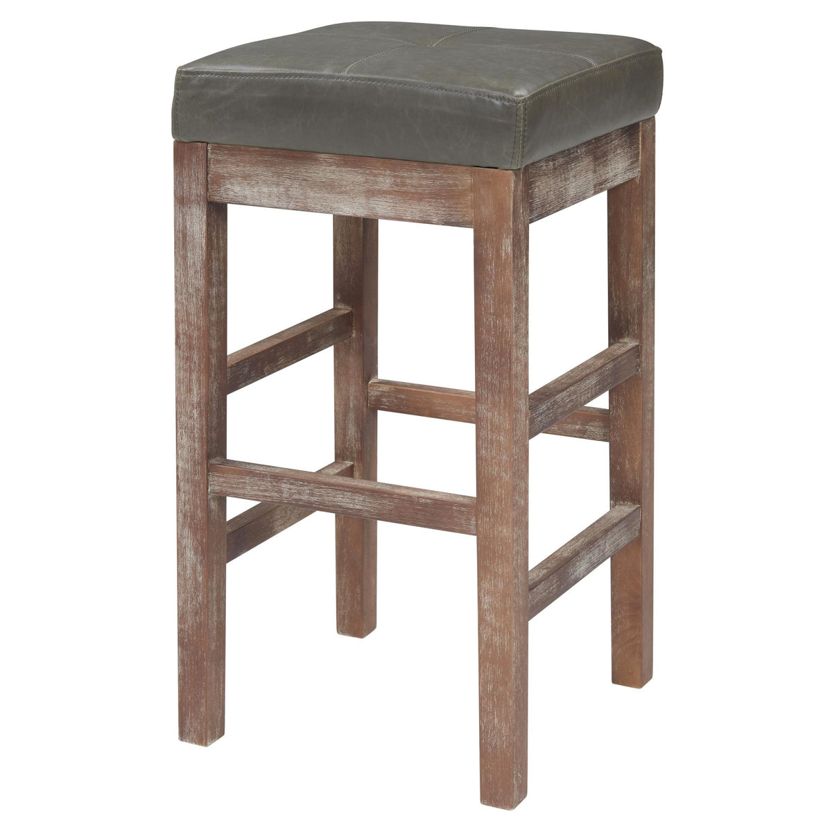 Valencia Bonded Leather Counter Stool Drift Wood Legs - Vintage Gray