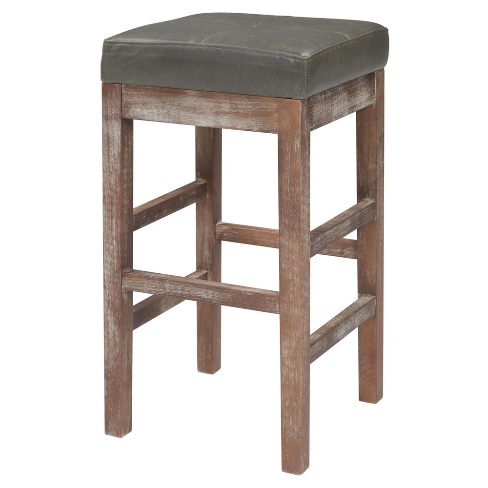 Valencia Bonded Leather Counter Stool Drift Wood Legs - Vintage Gray