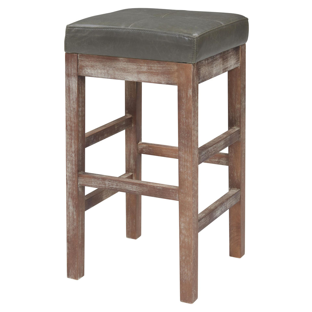 Valencia Bonded Leather Counter Stool Drift Wood Legs - Vintage Gray
