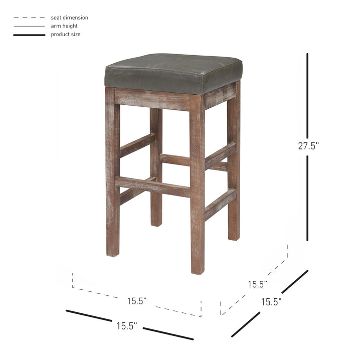 Valencia Bonded Leather Counter Stool Drift Wood Legs - Vintage Gray - view 2