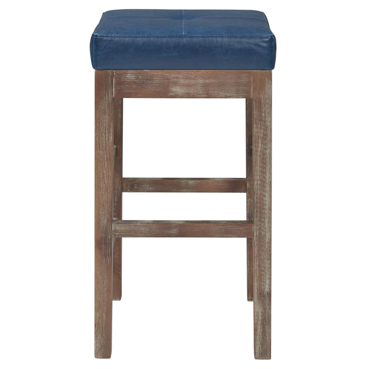 Valencia Bonded Leather Counter Stool Drift Wood Legs - Vintage Blue - view 4