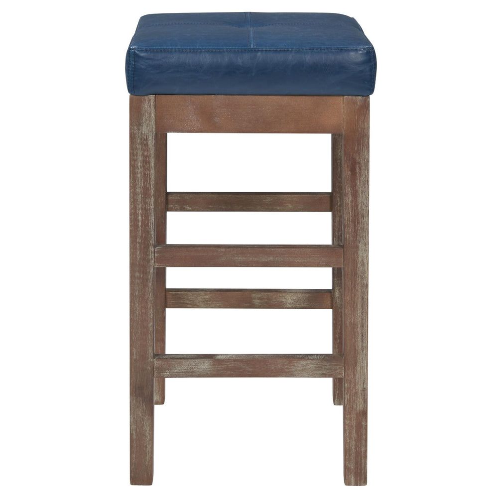 Valencia Bonded Leather Counter Stool Drift Wood Legs - Vintage Blue - view 5