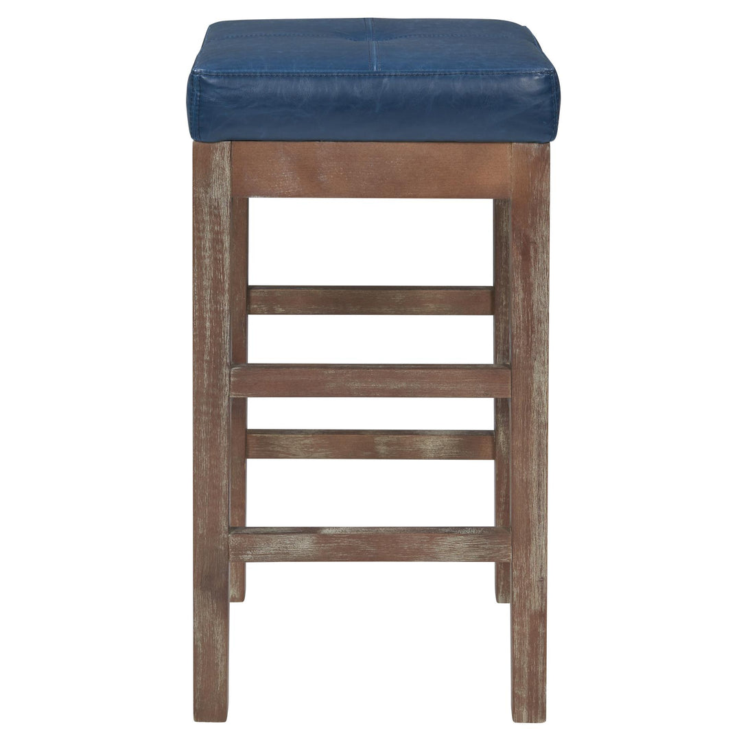 Valencia Bonded Leather Counter Stool Drift Wood Legs - Vintage Blue - view 5