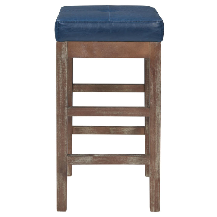 Valencia Bonded Leather Counter Stool Drift Wood Legs - Vintage Blue - view 5