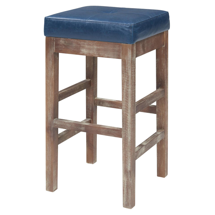 Valencia Bonded Leather Counter Stool Drift Wood Legs - Vintage Blue