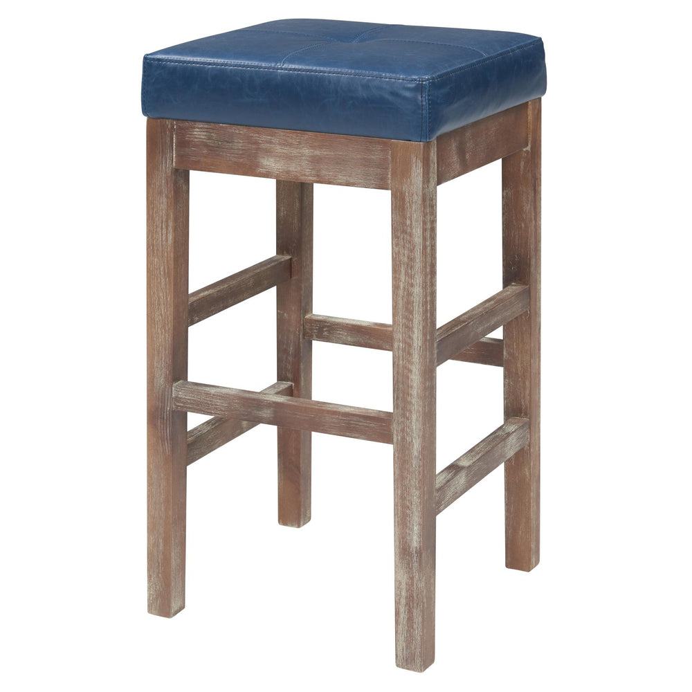 Valencia Bonded Leather Counter Stool Drift Wood Legs - Vintage Blue