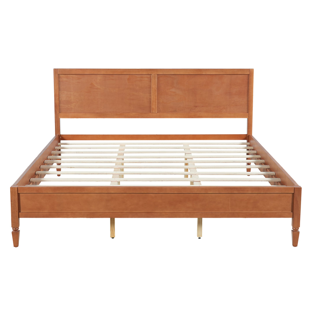 Panel Headboard Wood King Platform Bed – Brown
