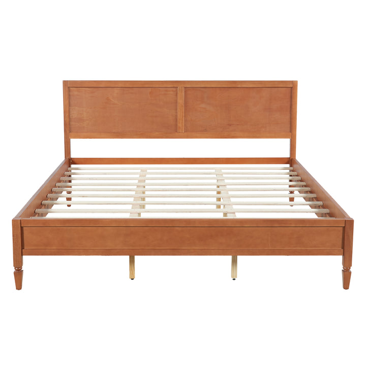 Panel Headboard Wood King Platform Bed – Brown