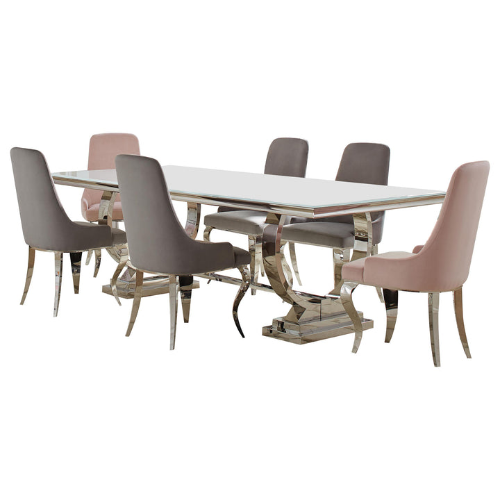 coaster-furniture-108811-s7-antoine-7-piece-rectangular-glass-top-dining-set-grey-pink