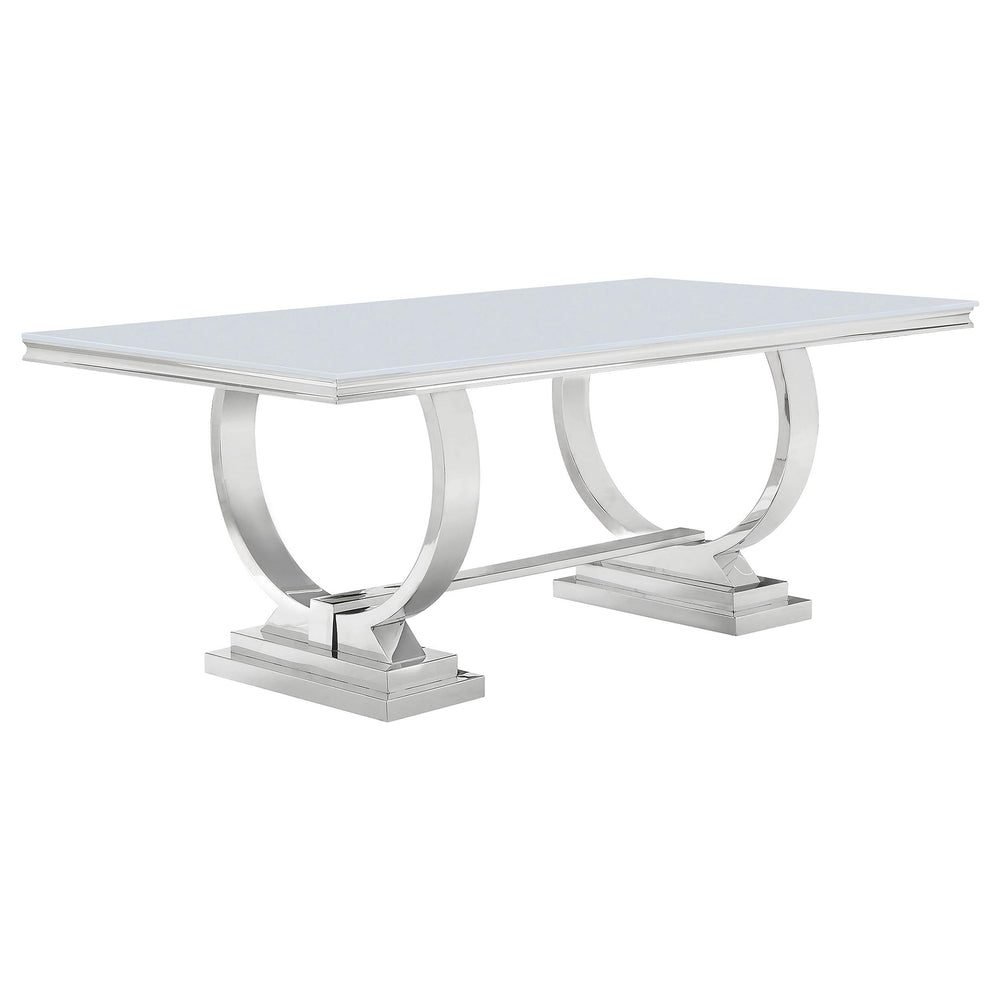 Coaster Furniture 108811 Antoine Rectangular 95-inch Glass Top Dining Table White