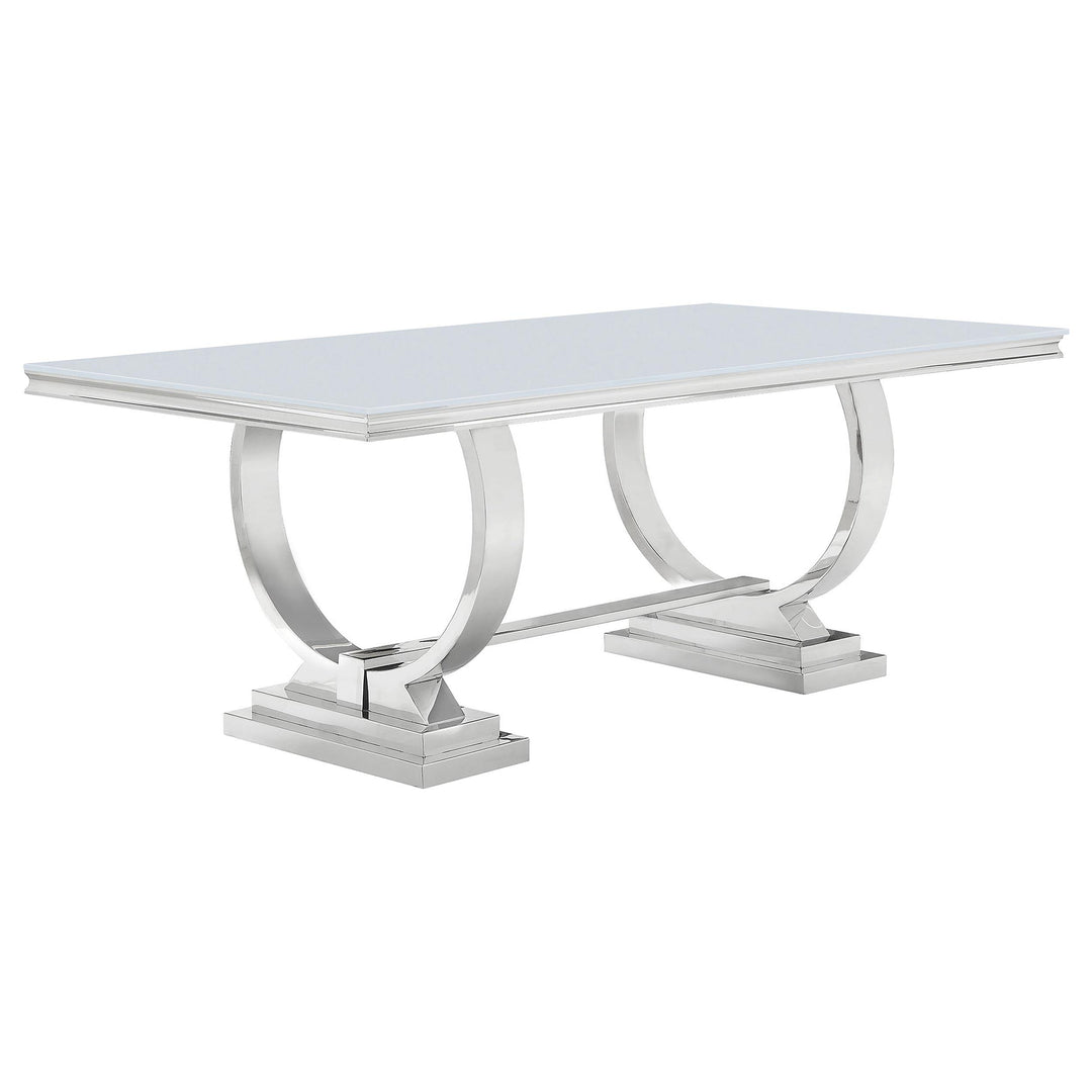 Coaster Furniture 108811 Antoine Rectangular 95-inch Glass Top Dining Table White