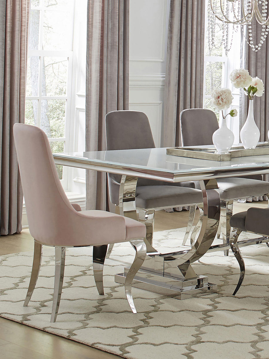 Coaster Furniture 108813 Antoine Velvet Upholstered Dining Side Chair Pink