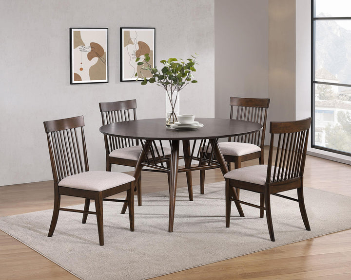 coaster-furniture-108891-s5-everton-5-piece-round-53-inch-dining-table-set-dark-walnut