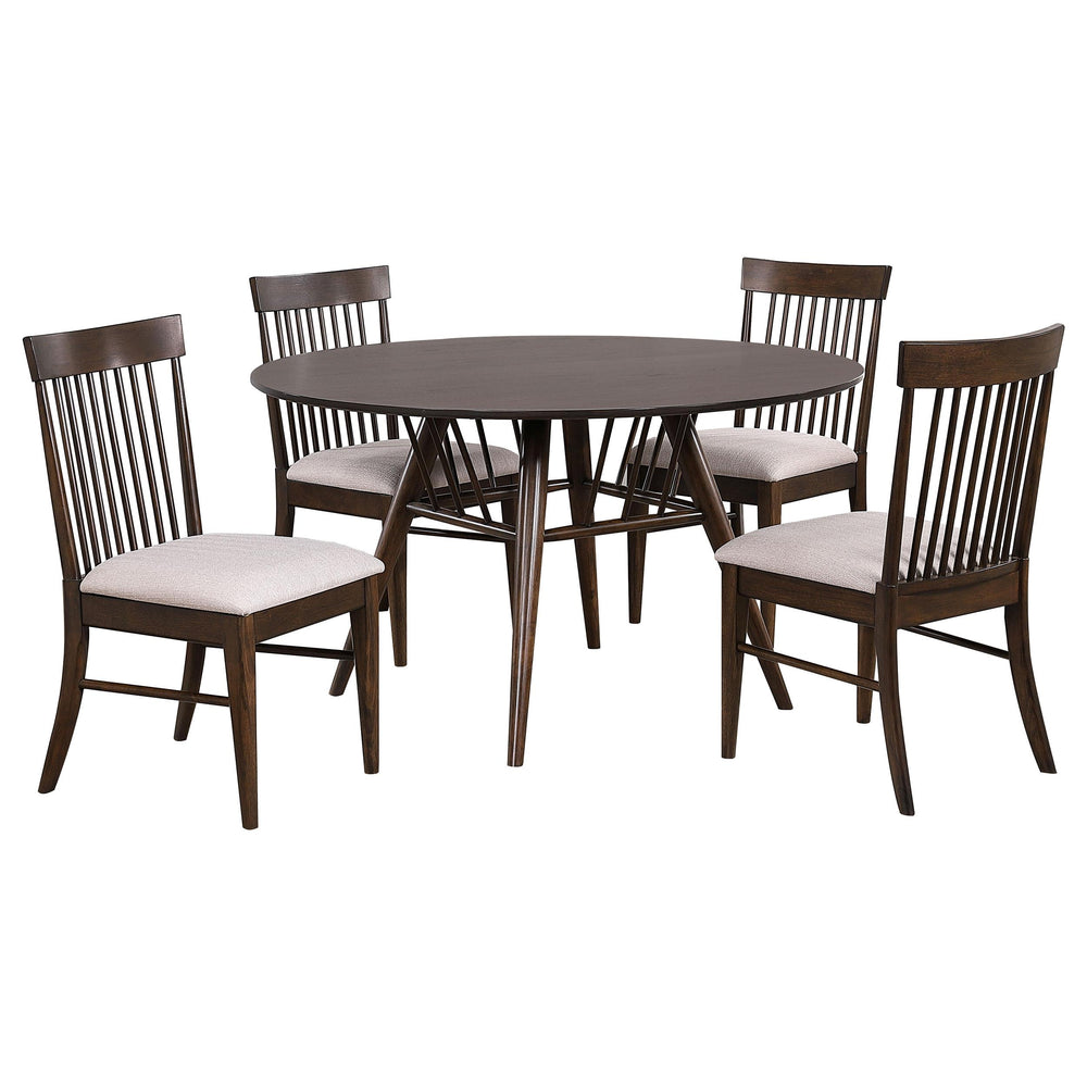 coaster-furniture-108891-s5-everton-5-piece-round-53-inch-dining-table-set-dark-walnut