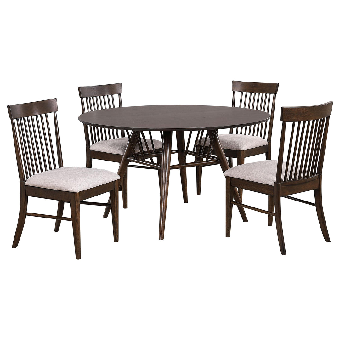 coaster-furniture-108891-s5-everton-5-piece-round-53-inch-dining-table-set-dark-walnut