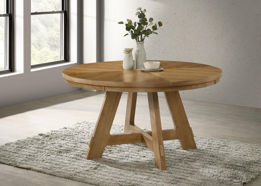 coaster-furniture-109150-danvers-round-54-inch-wood-dining-table-brown-oak