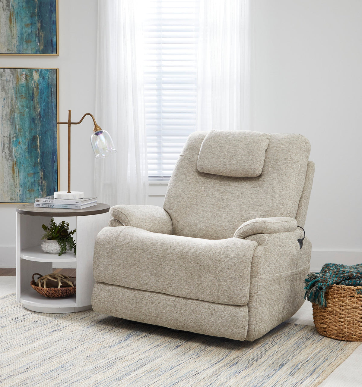 Zecliner Model 2+ Fabric Power Lift Sleep Recliner with Power Headrest, Lumbar, Heat & Massage in Shell
