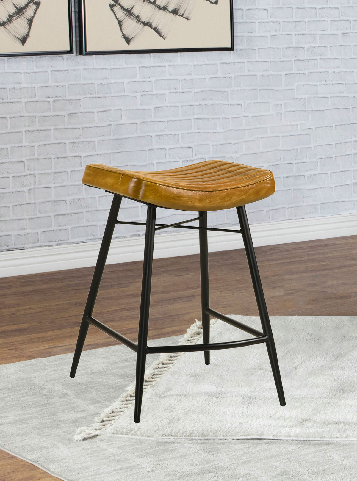 Bayu - Leather Upholstered Counter Stool (Set of 2) - Camel