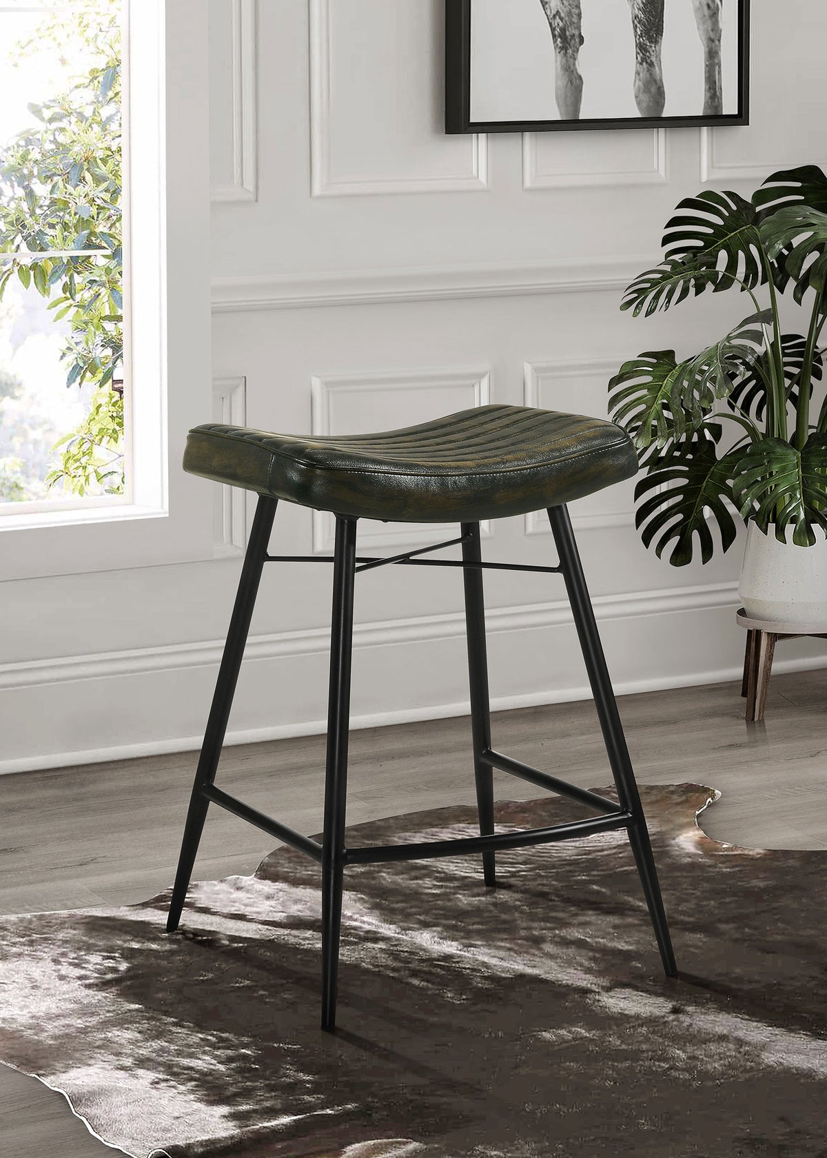 Bayu - Leather Upholstered Counter Stool (Set of 2) - Espresso