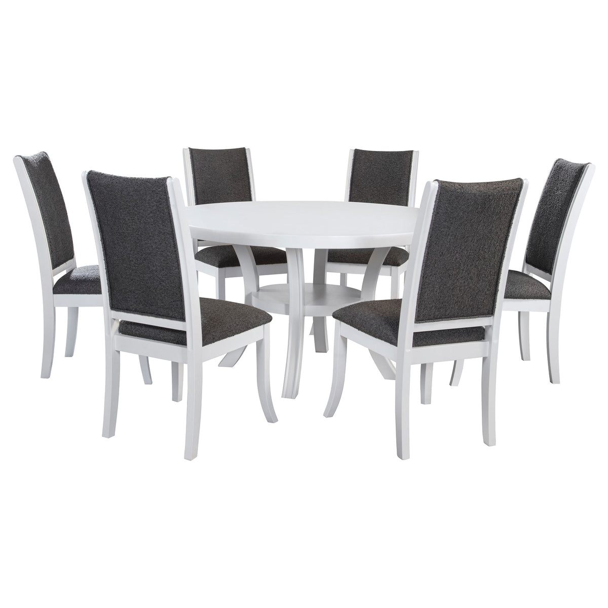 Judd - 7 Piece Round Wood Dining Table Set - Pearl White