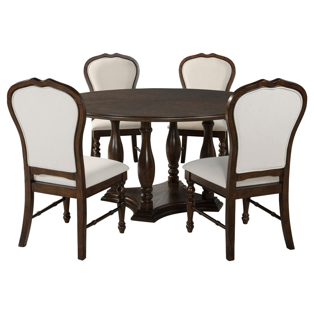 coaster-furniture-109400-s5-landon-5-piece-60-inch-round-dining-table-set-rich-brown