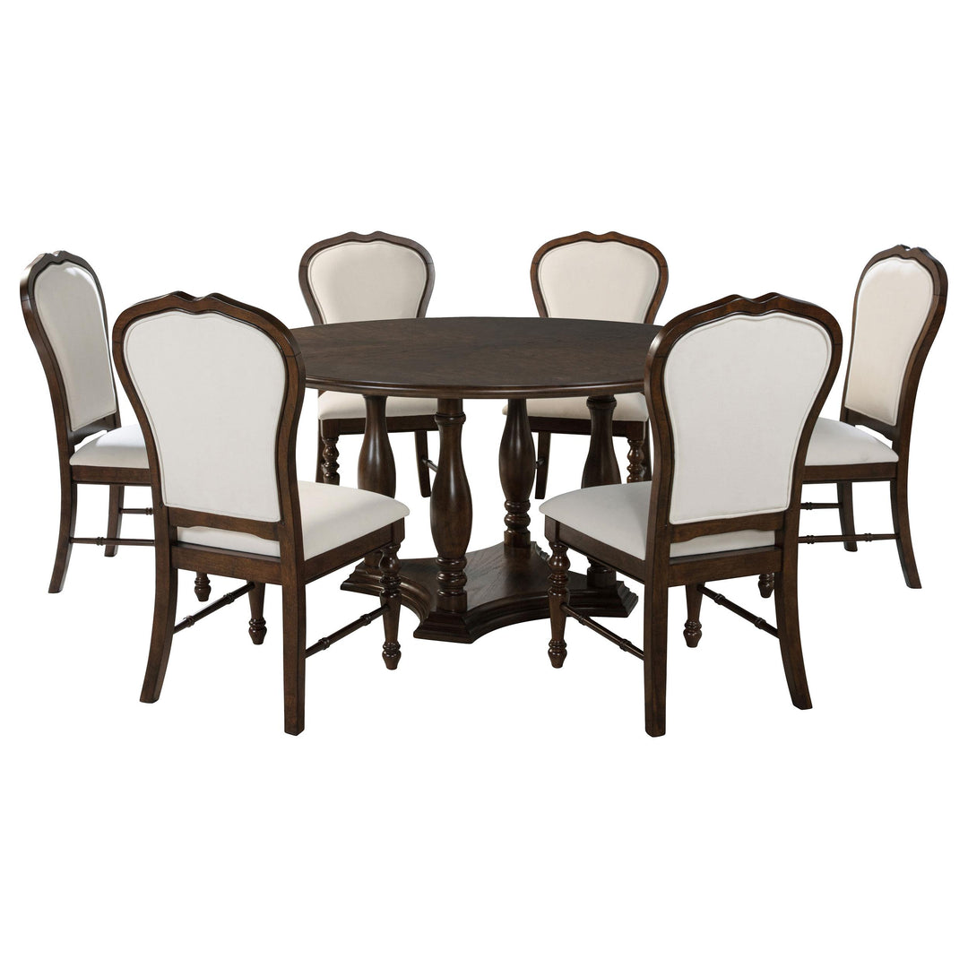 coaster-furniture-109400-s7-landon-7-piece-60-inch-round-dining-table-set-rich-brown