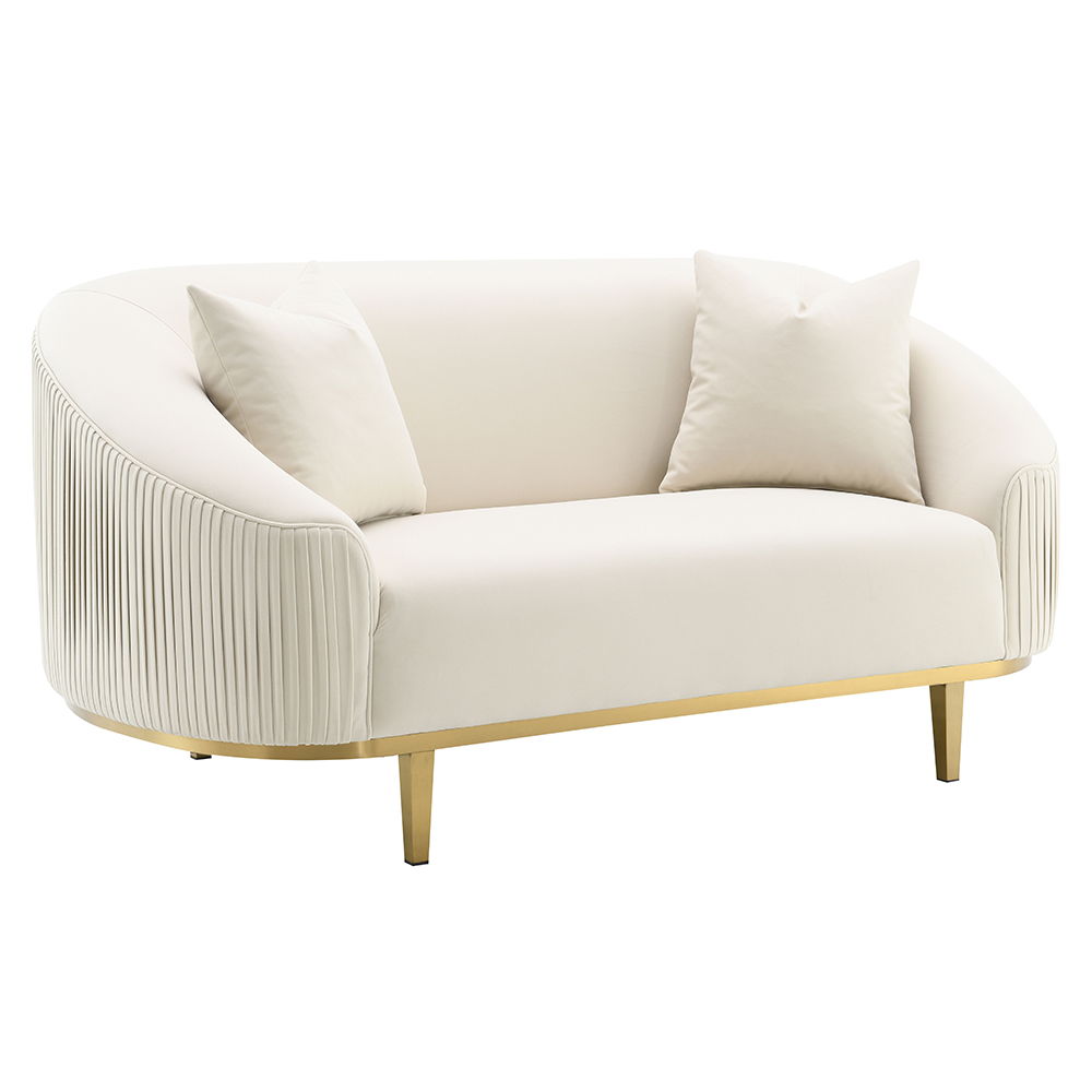 ACME Furniture Martina Loveseat With 2 Pillows Ivory Velvet