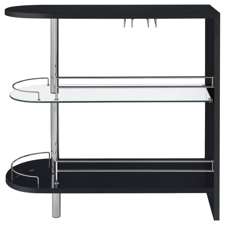 Adolfo - Rectangular 2-Tier Home Bar Table - Black High Gloss