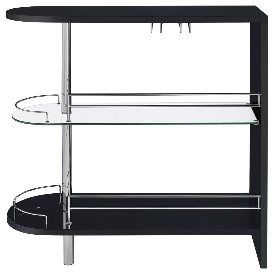 Adolfo - Rectangular 2-Tier Home Bar Table - Black High Gloss