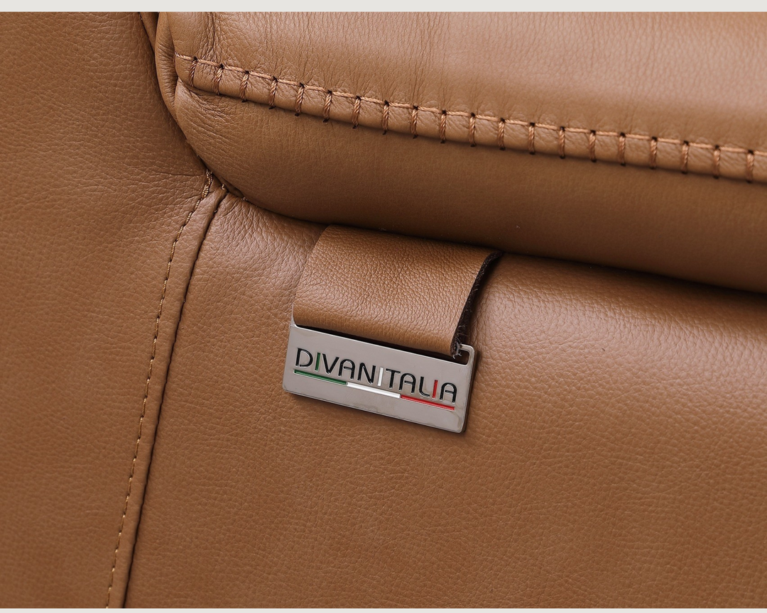 DivanItalia Cognac 5-Piece Power Reclining Sectional