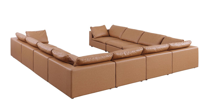 DivanItalia 1100 10-Piece U-Shaped Sectional in Top-Grain Italian Leather - Cognac