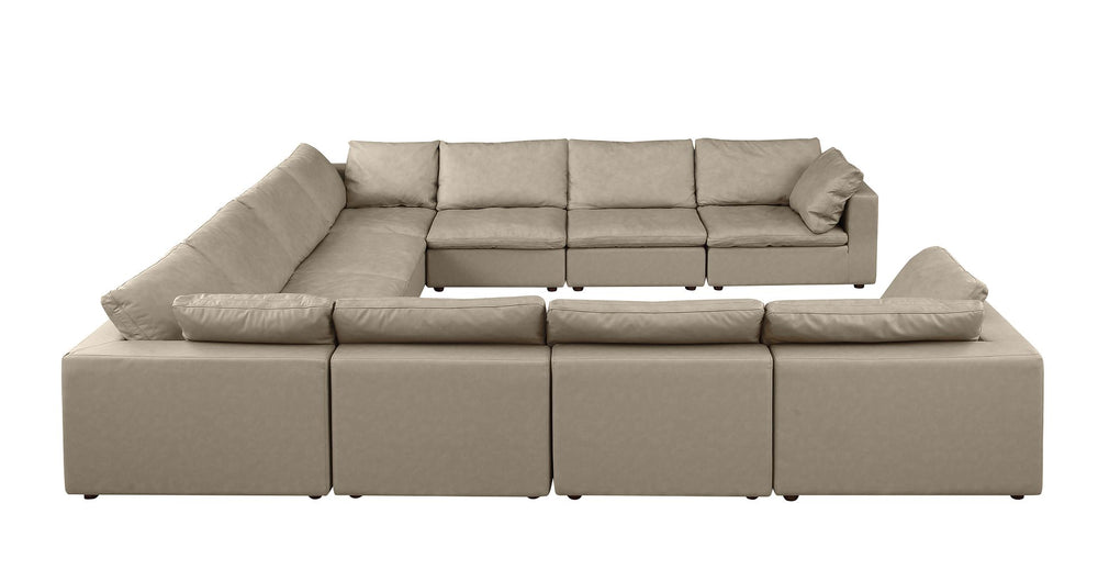 DivanItalia 1100 10-Piece U-Shaped Sectional in Top-Grain Italian Leather - Beige