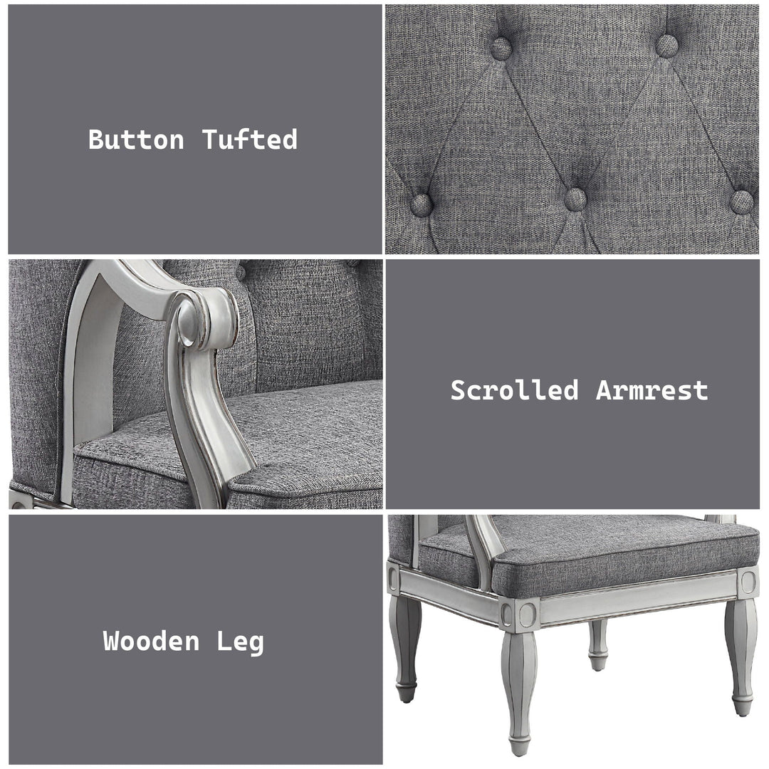 Florian - Chair - Gray Fabric & Antique White