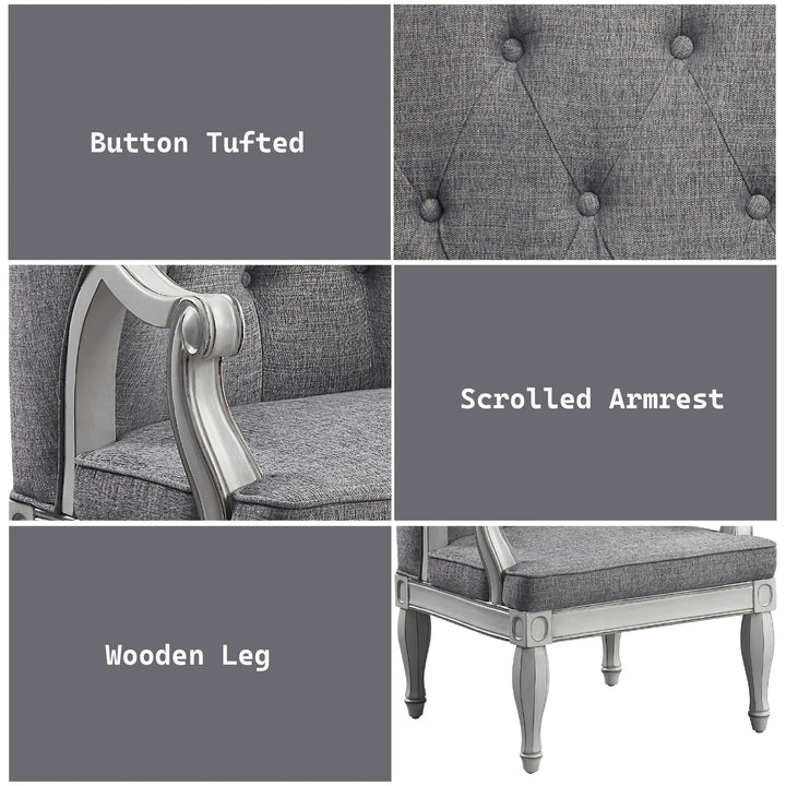 Florian - Chair - Gray Fabric & Antique White