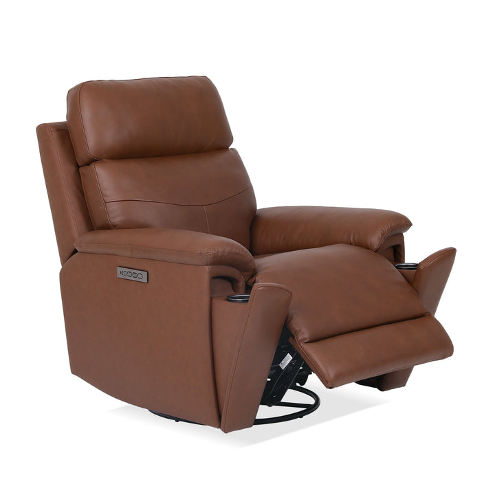 Refined Power Swivel Gliding Recliner With Power Headrest &amp; Lumbar Hickory