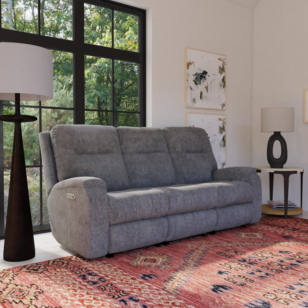 Penn Power Reclining Sofa With Power Headrests & Lumbar Dark Gray
