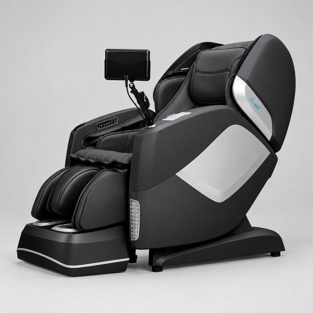 Sleek black Osaki 4D Maestro LE 2.0 massage chair showcasing its luxury outer shell.