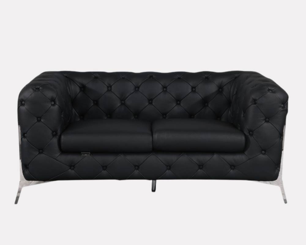 DivanItalia 970 Italian Leather Black Loveseat - alternate view 2