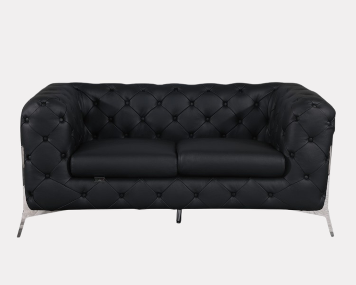 DivanItalia 970 Italian Leather Black Loveseat