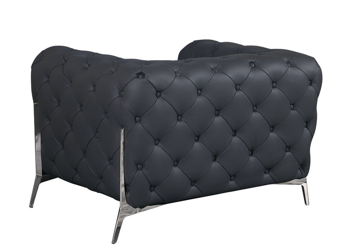 DivanItalia 970 Chair in Top-Grain Italian Leather - Dark Gray