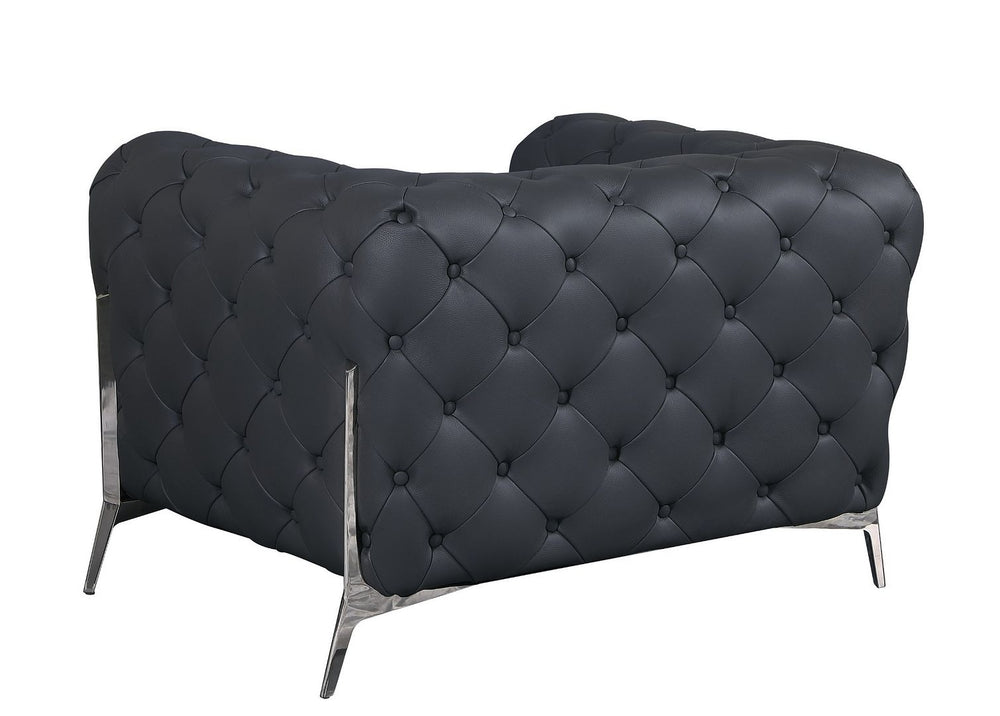 DivanItalia 970 Chair in Top-Grain Italian Leather - Dark Gray
