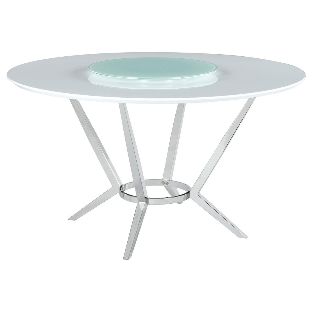 Coaster Furniture 110321 Abby Round 54-inch Lazy Susan Dining Table White High Gloss