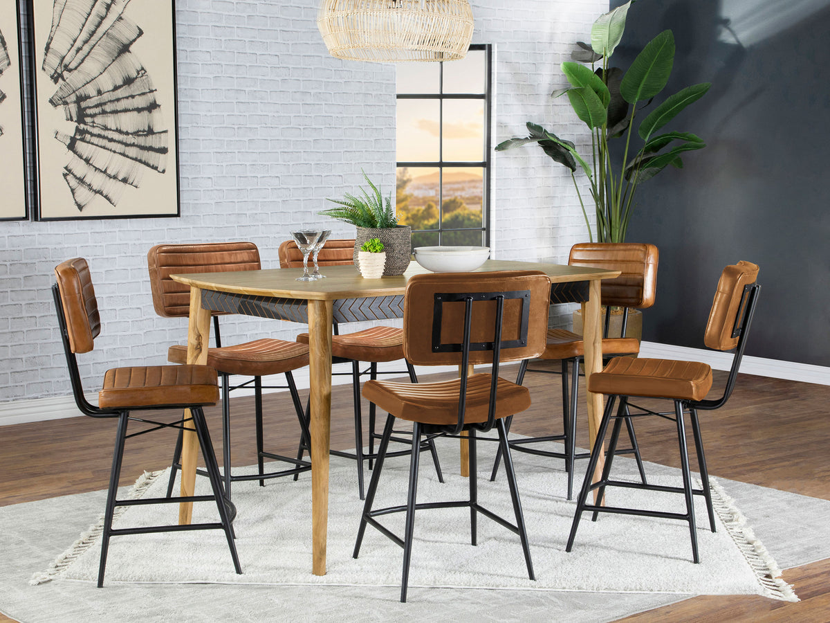 Partridge - 7 Piece Counter Dining Set - Sheesham And Camel