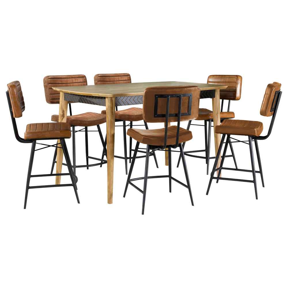 Coaster Furniture 110578-S7C Partridge 7-Piece Counter Dining Set Sheesham and Camel