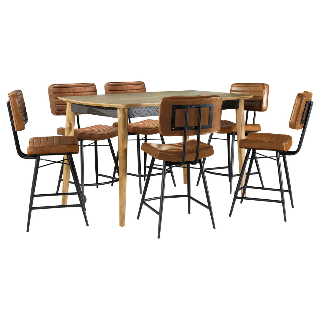 Coaster Furniture 110578-S7C Partridge 7-Piece Counter Dining Set Sheesham and Camel