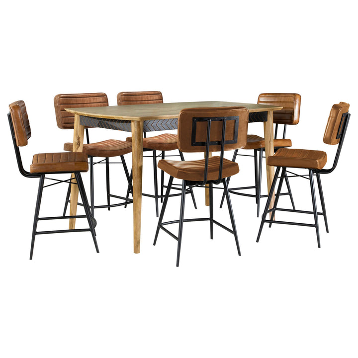 Coaster Furniture 110578-S7C Partridge 7-Piece Counter Dining Set Sheesham and Camel